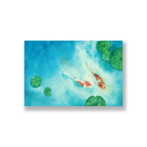 Tranh Koi couple watercolor SN0096