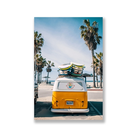 Tranh Summer, Beach, Sea, Travel, Yellow bus