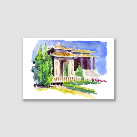 Tranh Pagoda Vietnam, Watercolor SNS317