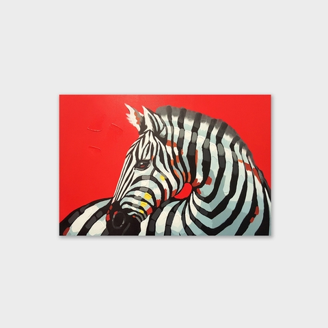 Tranh Zebra painting, red