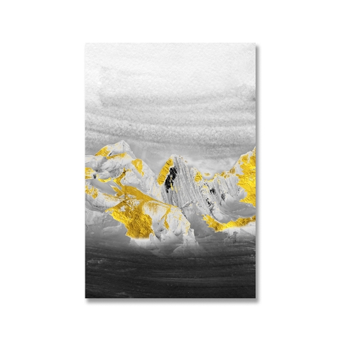 Tranh canvas Mountain, Gold, Black & White, Abstract SU0162