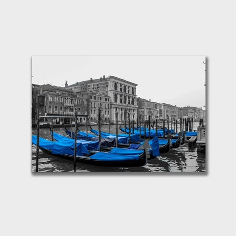 Tranh The boat, blue, BW