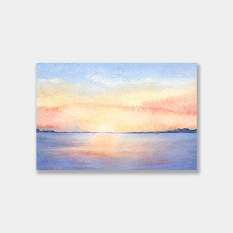 Tranh Sunset watercolor