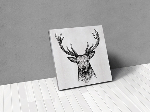 Tranh Deer Head BW