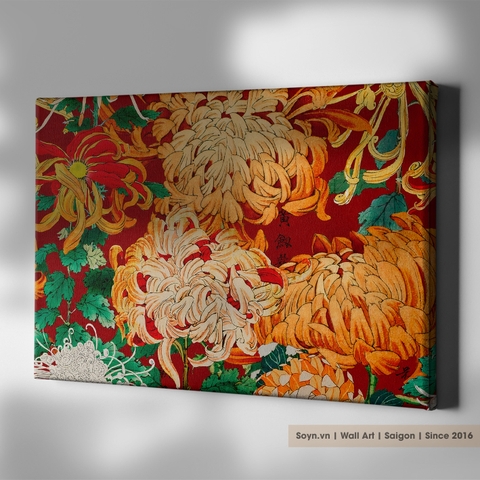 Tranh treo tường Cotton Canvas căng khung gỗ thông tràn cạnh Flower S0433