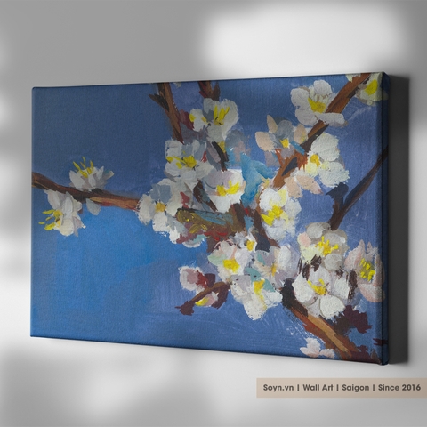 Tranh treo tường Cotton Canvas căng khung gỗ thông tràn cạnh Flower S0436
