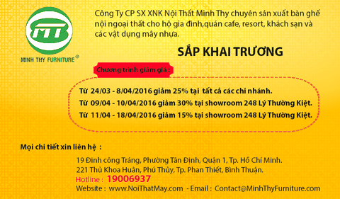 Minh Thy Furniture khai trương chi nhánh thứ 4 tại 248 Lý Thường Kiệt, P.14. Q10