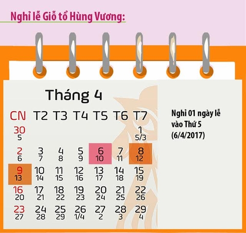 Thông báo nghỉ nhân dịp Giỗ Tổ Hùng Vương 2017