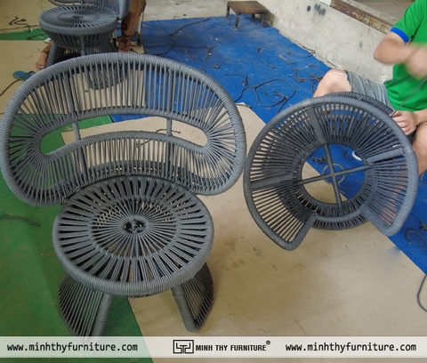 Ghế Cafe Trong Nhà Đan Dây Rope Khung Nhôm Sơn Tĩnh Điện | Xưởng Minh Thy