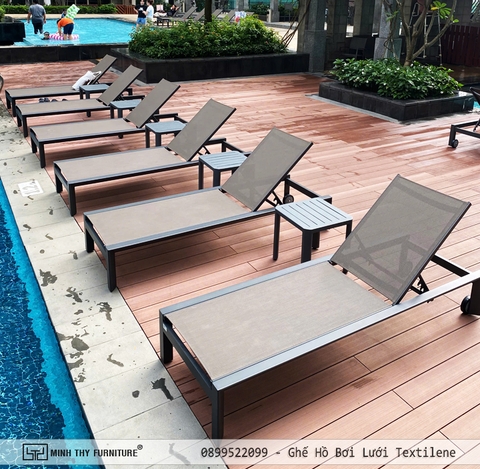 Ghế Hồ Bơi Ngoài Trời Khung Nhôm Lưới Textilene Cao Cấp, Bền Đẹp