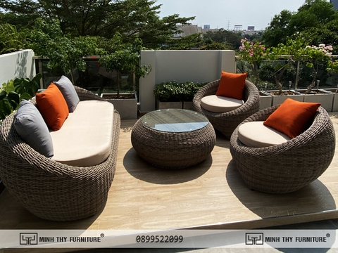 Sofa Nhựa Giả Mây Ngoài Trời Bền Đẹp Cho Khí Hậu Việt Nam