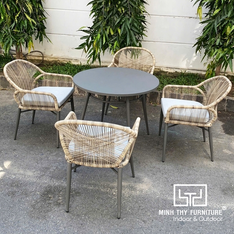 Bàn Ghế Cafe Nhựa Giả Mây MT2054