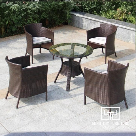 Bàn Ghế Cafe Nhựa Giả Mây MT2A214
