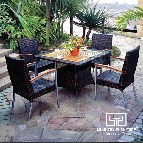 Bàn Ghế Cafe Nhựa Giả Mây MT2A30