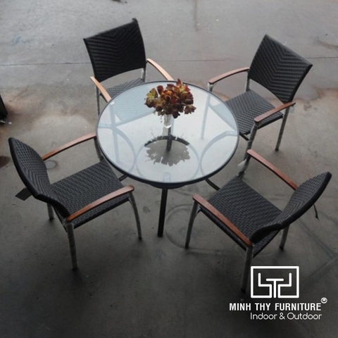 Bàn Ghế Cafe Nhựa Giả Mây MT2A32