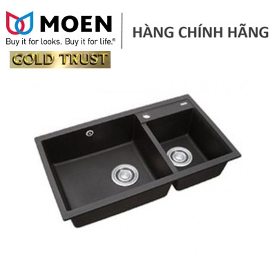 CHẬU RỬA CHÉN ĐÔI ÂM BÀN BỘT ĐÁ MÀU ĐEN MOEN MODEL 27901BL