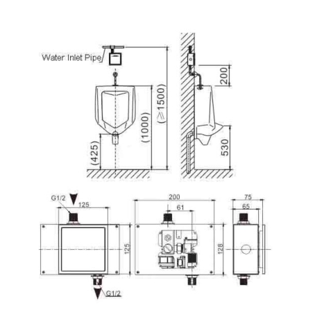 Van tiểu cảm ứng âm tường ATMOR Model: AT-2083 (AC/DC)
