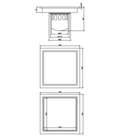 Phễu thoát sàn chống mùi hôi inox SUS 304 ATMOR Model: AH087