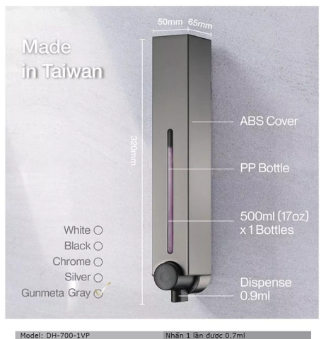 Hộp nhấn xà phòng 1 hộc nhựa ABS ATMOR Model: DH-700-1VP