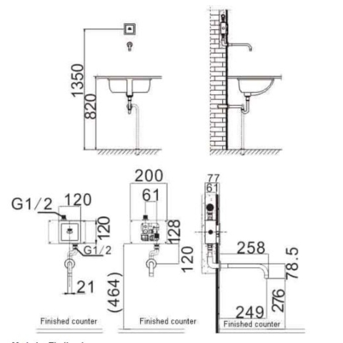 Vòi lavabo cảm ứng (âm tường - lạnh) ATMOR Model: AT-2101 (AC/DC)