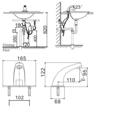 Vòi lavabo cảm ứng (lạnh) ATMOR model: AT-0051(AC) & AT-1051(DC)