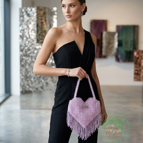 Túi F21 hạt nhựa màu hồng hình trái tim