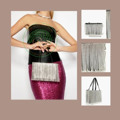 Túi đính đá tua rua from usa