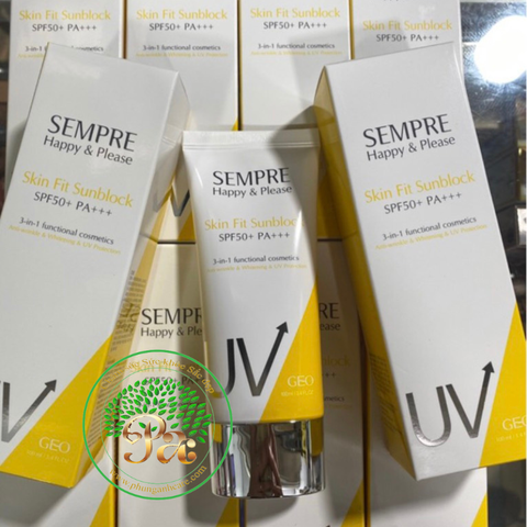 Kem chống nắng Geo Sempre Happy & Please skin fit sun block SPF/ 50 PA +++