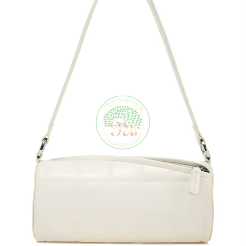 Túi dây kéo xéo màu trắng kem