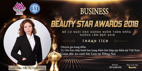 MRS. TUYẾT SƯƠNG NHẬN ĐỀ CỬ HẠNG MỤC DOANH NHÂN TÀI NĂNG CỦA NĂM TRONG BUSINESS BEAUTY STAR AWARDS 2018