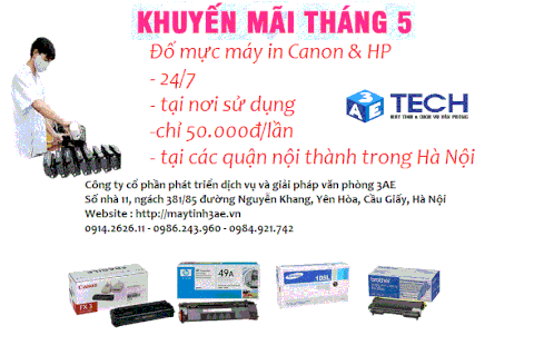 Khuyến mãi tháng 5 : Đổ mực máy in chỉ với 50,000đ