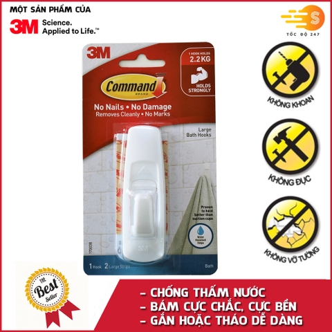 Móc treo tường cường lực siêu dính chống thấm nước 2.2kg Command 3M 17003B