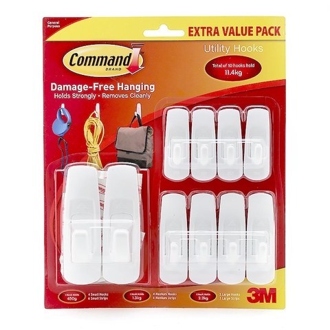 Bộ 10 móc treo tường cường lực siêu dính 11.4kg Command 3M 17008EXVP