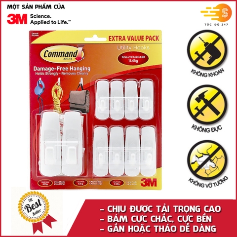Bộ 10 móc treo tường cường lực siêu dính 11.4kg Command 3M 17008EXVP