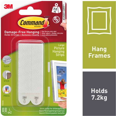 Bộ 8 miếng (4 cặp) móc treo tranh cường lực siêu dính 7kg Command 3M 17206 - Không khoan, thẩm mỹ caokhông đục, không vỡ tường