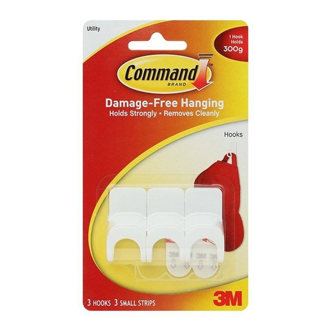 Bộ 3 móc treo tường cường lực siêu dính 225g Command 3M 17402