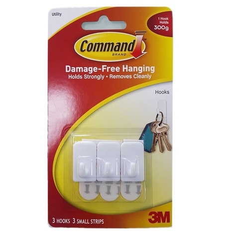 Bộ 3 móc treo tường cường lực siêu dính 225g Command 3M 17502