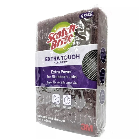 Gói 4 miếng cước cọ rửa mạnh hơn inox Scotch-Brite 3M 7447