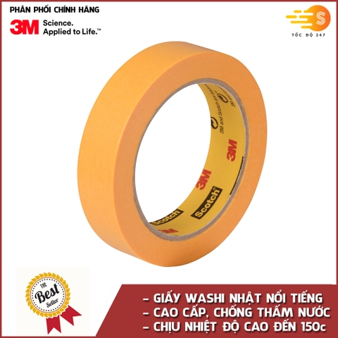 Băng keo giấy washi 1 mặt chịu nhiệt và chống thấm nước cao cấp 3M 244