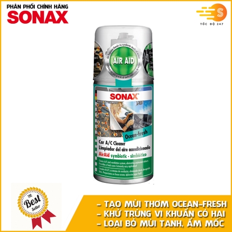 Bộ 3 món khửi mùi, giúp thơm xe bao gồm vệ sinh dàn lạnh, xịt khử mùi thuốc lá, động và xịt vệ sinh nội thất tạo mùi thơm dịu nhẹ Sonax SO-CBTX - Tặng khăn lau ô tô chuyên dụng