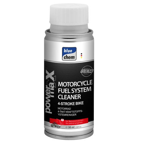 Phụ gia vệ sinh buồng đốt xe máy Bluechem Fuel System Cleaner Bluechem 33027E 50ml – Vệ sinh hệ thống xăng, làm sạch kim phun, hỗ trợ tiết kiệm nhiên liệu