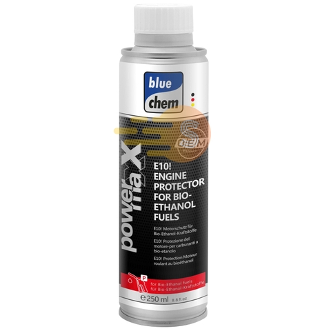 Phụ gia xăng E10 cho ô tô bảo vệ động cơ dùng nhiên liệu sinh học ethanol Bluechem 33468E 250ml – Tránh hiện tượng tách cồn, ổn định xăng, không tắt máy