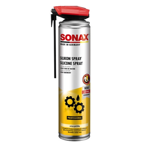 Chai xịt bôi trơn và bảo dưỡng cao su silicone Sonax 348300 400ml - Vòi xịt thông minh 360 độ, loại bỏ tiếng kêu ọp ẹp, không chứa dầu hoặc mỡ khoáng