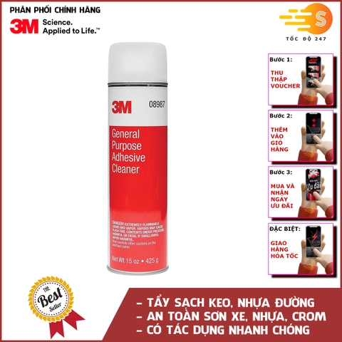 Dung dịch tẩy keo nhựa đường chuyên dụng 3M 08987 425g - Không hại sơn, tẩy sạch vết keo, nhựa, dầu mỡ trên sơn, nhựa, kim loại
