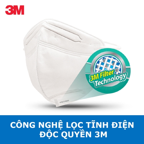 Khẩu trang chống bụi và kháng khuẩn đạt chuẩn KF94 3M 9013 - tặng kèm móc choàng đầu không đau tai