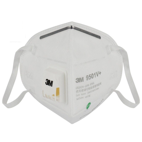 Khẩu trang chống bụi mịn PM2.5 và kháng khuẩn có van thở đạt chuẩn KN95 3M 9501V+ - có van 1 chiều, dễ thở, bảo vệ hô hấp