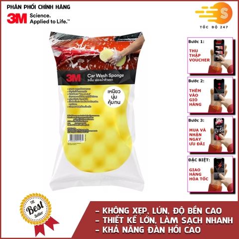 Miếng bọt biển rửa xe chuyên dụng Car Wash Sponge 3M 3M-BB - Mút rửa xe, foam, rửa xe bọt tuyết, mút xốp