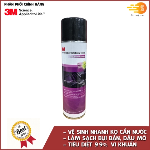 Chai xịt bọt vệ sinh da nỉ nội thất ô tô đa năng 3M 3M-BNT - Không cần nước, làm sạch nhanh, loại bỏ dầu mỡ, bụi bẩn, silicone, côn trùng