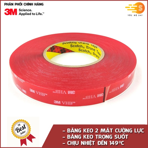 Băng keo cường lực trong suốt 3M khổ 24mm x 11m VHB 4905-2411