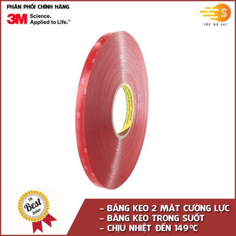 Băng keo cường lực trong suốt 3M khổ 08mm x 33m VHB 4910-08